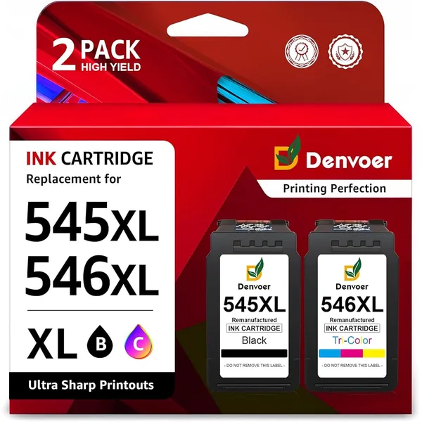 Denvoer Cartouches d'encre PG-545XL / CL-546XL
